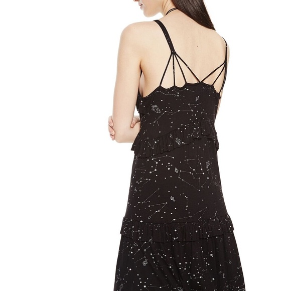 DESIGUAL black slip dress with silver sparkle outer space star constellations S - Picture 13 of 15